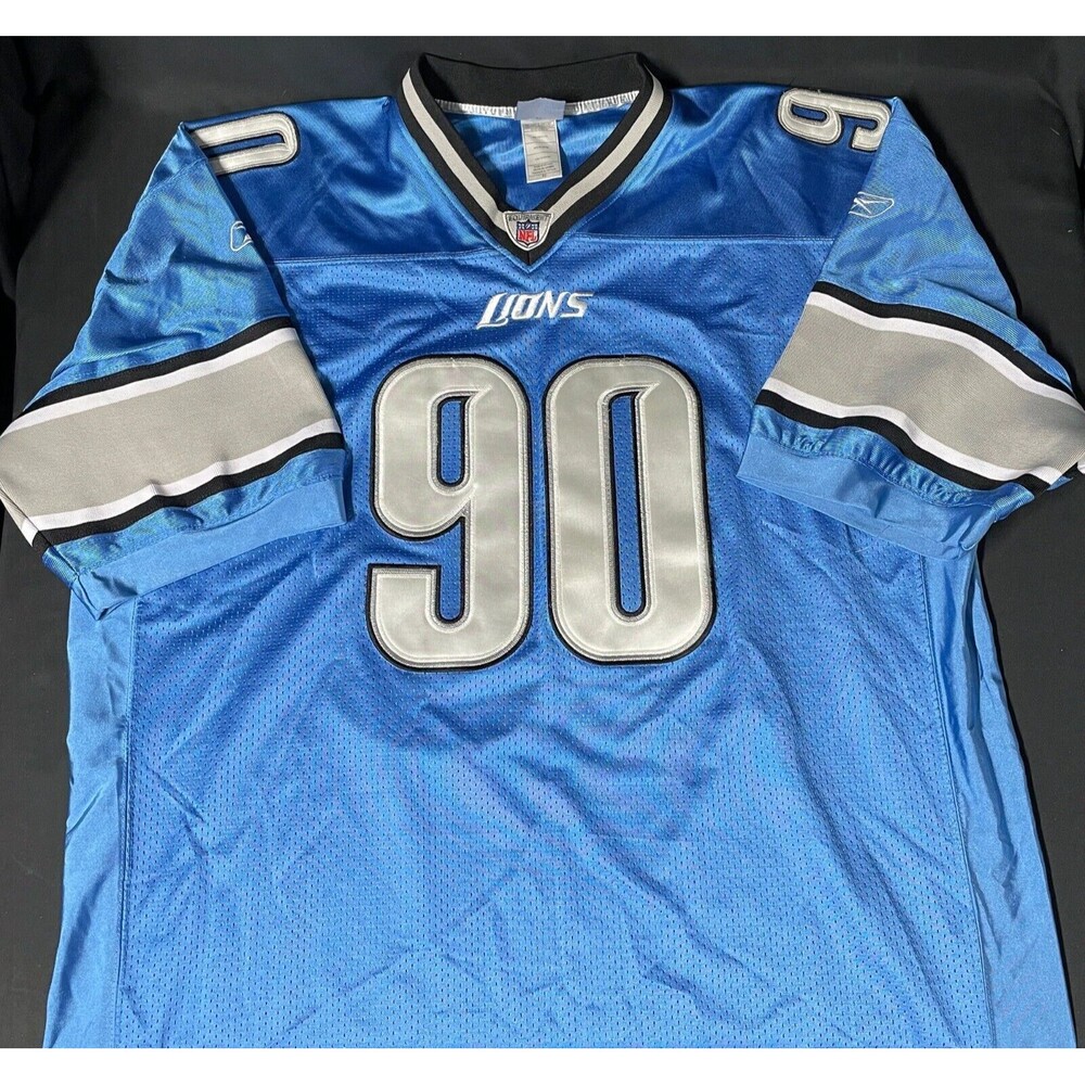 Ndamukong Suh #90 SEWN Detroit Lions NFL Football Jersey Men’s Size 60 2XL Blue